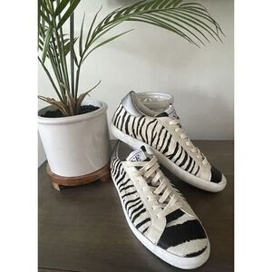 Sam Edelman Aubrie‎ Zebra Cowhair Sneakers Women's 7.5 EUC!